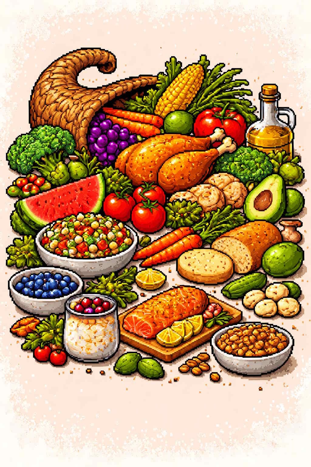 Prepared meal with fresh ingredients on a dark tabletop